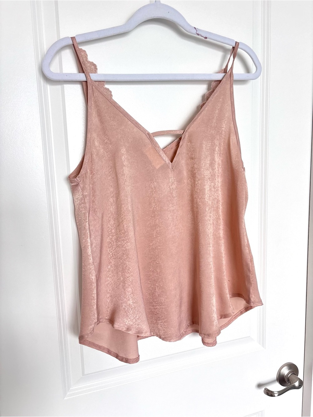 Blush Satin Lace Allie Rose Cami Tank Top Small Boho Coquette Romantic Feminine
